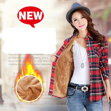 Load image into Gallery viewer, Velvet Thick Warm Women's Plaid Shirt Female Long Sleeve Tops M-XXL Winter Fleece Casual Check Blouse Autumn Clothes T77710A