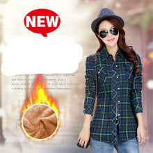 Load image into Gallery viewer, Velvet Thick Warm Women's Plaid Shirt Female Long Sleeve Tops M-XXL Winter Fleece Casual Check Blouse Autumn Clothes T77710A