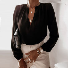 Load image into Gallery viewer, Casual Leopard Dot Print Ruffle Blouse Shirt Autumn Winter Long Sleeve Women Shirts Elegant Office Lady V-Neck Button Tops Blusa