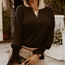 Load image into Gallery viewer, Casual Leopard Dot Print Ruffle Blouse Shirt Autumn Winter Long Sleeve Women Shirts Elegant Office Lady V-Neck Button Tops Blusa