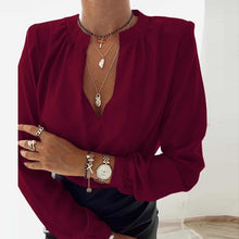 Load image into Gallery viewer, Casual Leopard Dot Print Ruffle Blouse Shirt Autumn Winter Long Sleeve Women Shirts Elegant Office Lady V-Neck Button Tops Blusa