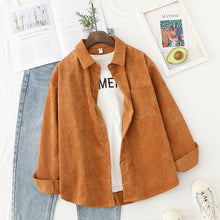 Load image into Gallery viewer, Corduroy Shirts Womens Tops And Blouses Long Sleeve Spring Ladies Solid Loose Boyfriend Style Shirt
